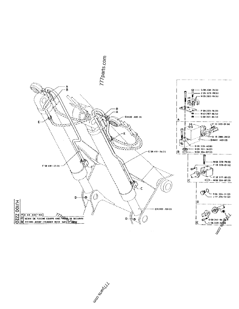 Part diagram FITTING BOOM CYLINDER WITH SAFETY VALVE - CRAWLER EXCAVATORS Case 170 (POCLAIN CRAWLER EXCAVATOR (S/N 12341 TO 12492) (5/85-12/92)) | 777parts.com