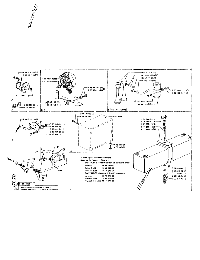 Part diagram UPPERSTRUCTURE ELECTRICAL ACCESSORIES - CRAWLER EXCAVATORS Case 170 (POCLAIN CRAWLER EXCAVATOR (S/N 12341 TO 12492) (5/85-12/92)) | 777parts.com