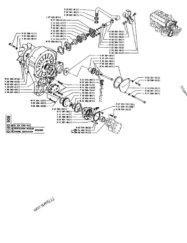 Part diagram ENGINE VENTILATION BF6L513R - CRAWLER EXCAVATORS Case 170B (CASE CRAWLER EXCAVATOR (S/N 1501-) (S/N 12501-) (EUROPE) (2/87-12/89)) | 777parts.com