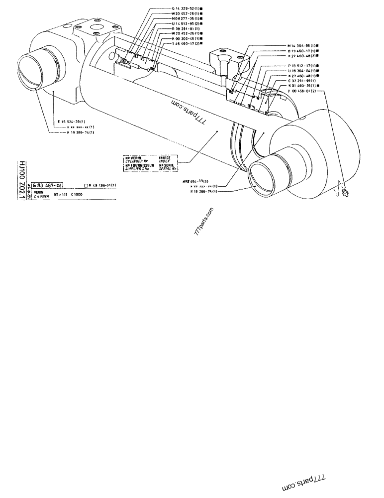 Part diagram CYLINDER 95X145 C1000 - CRAWLER EXCAVATORS Case 170FG (POCLAIN EXCAVATOR W/ELECTRIC MOTOR (75KW 380V) (1/85-12/92)) | 777parts.com