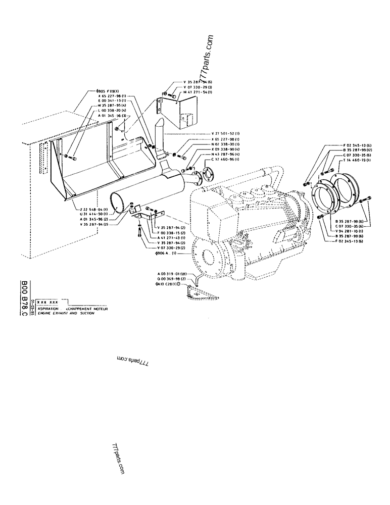 Part diagram ENGINE EXHAUST AND SUCTION - CRAWLER EXCAVATORS Case 170 (POCLAIN CRAWLER EXCAVATOR (S/N 12341 TO 12492) (5/85-12/92)) | 777parts.com