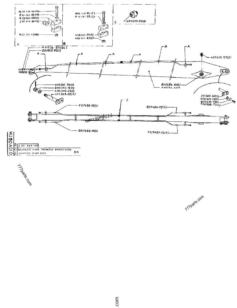 Part diagram HANDLING CLAM STICK 8M - CRAWLER EXCAVATORS Case 170FG (POCLAIN EXCAVATOR W/ELECTRIC MOTOR (75KW 380V) (1/85-12/92)) | 777parts.com