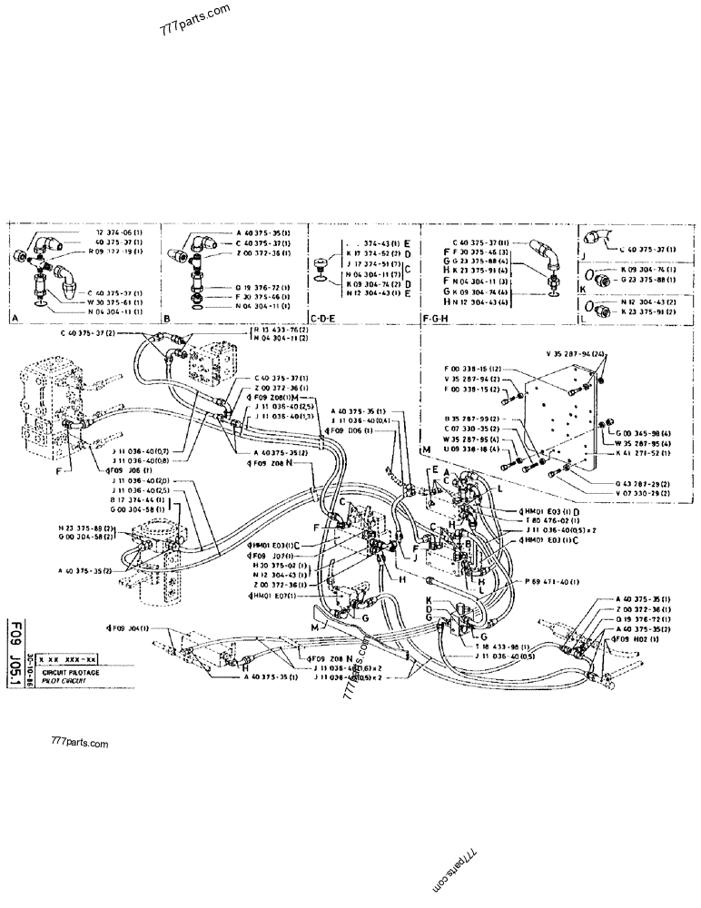 Part diagram PILOT CIRCUIT - CRAWLER EXCAVATORS Case 170 (POCLAIN CRAWLER EXCAVATOR (S/N 12341 TO 12492) (5/85-12/92)) | 777parts.com