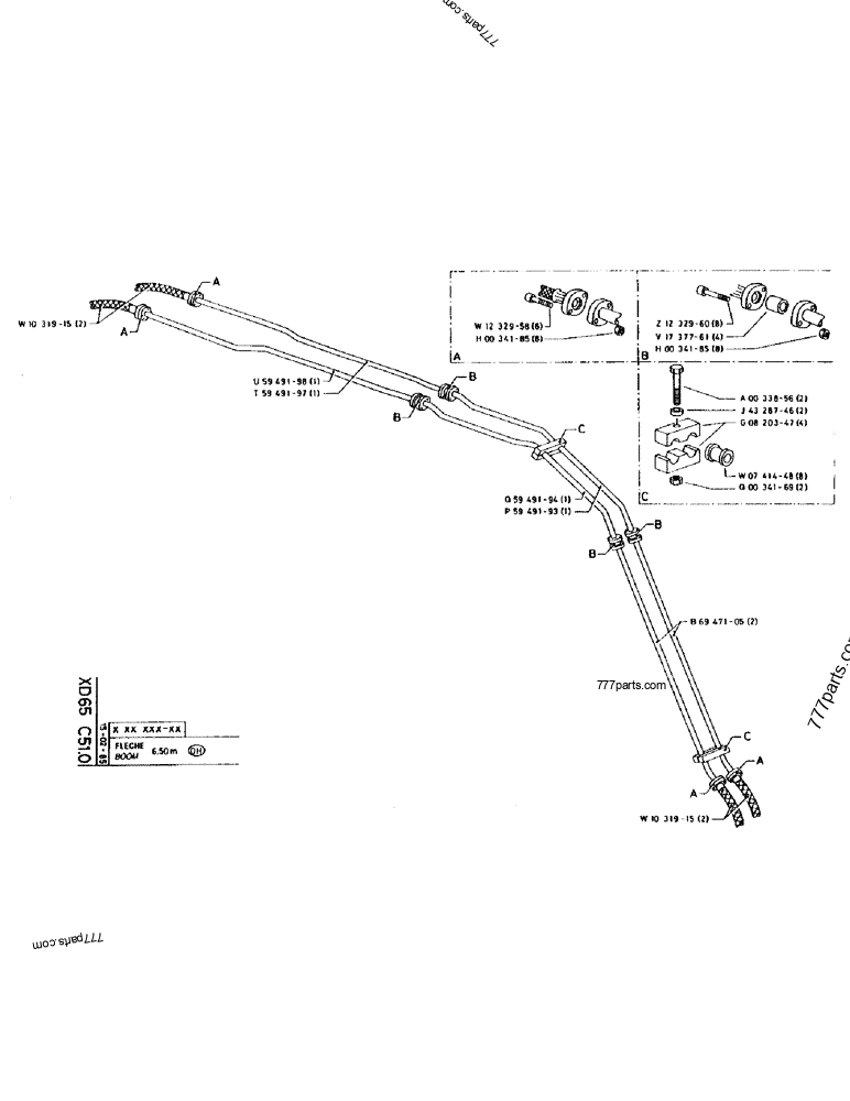 Part diagram BOOM 6,50M - CRAWLER EXCAVATORS Case 170 (POCLAIN CRAWLER EXCAVATOR (S/N 12341 TO 12492) (5/85-12/92)) | 777parts.com