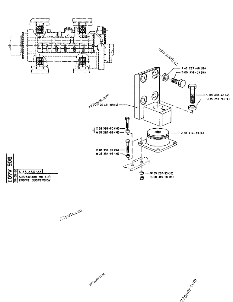 Part diagram ENGINE SUSPENSION - CRAWLER EXCAVATORS Case 170B (CASE CRAWLER EXCAVATOR (S/N 1501-) (S/N 12501-) (EUROPE) (2/87-12/89)) | 777parts.com