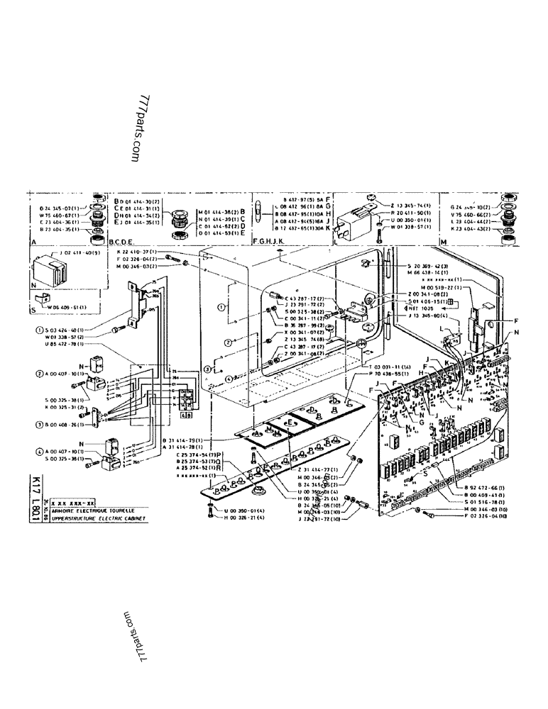 Part diagram UPPERSTRUCTURE ELECTRIC CABINET - CRAWLER EXCAVATORS Case 170 (POCLAIN CRAWLER EXCAVATOR (S/N 12341 TO 12492) (5/85-12/92)) | 777parts.com