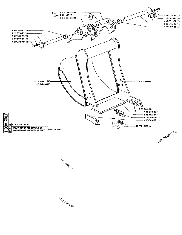 Part diagram EARTHMOVING BACKHOE BUCKET 1050L 0,95M - CRAWLER EXCAVATORS Case 170B (CASE CRAWLER EXCAVATOR (S/N 1501-) (S/N 12501-) (EUROPE) (2/87-12/89)) | 777parts.com