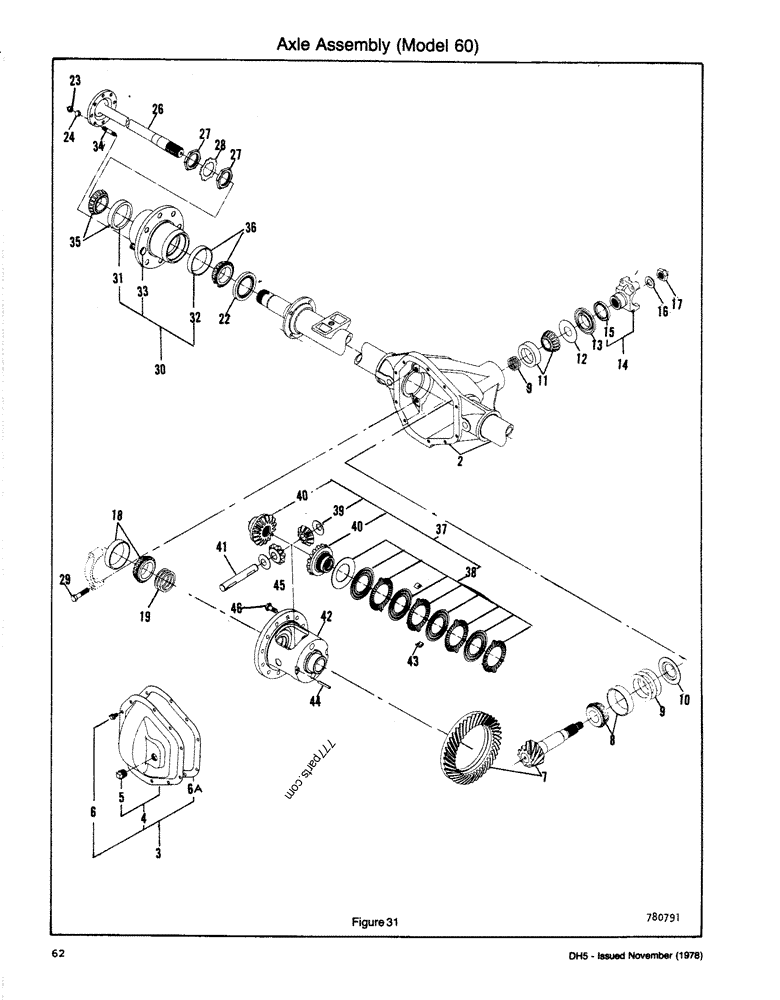 Axle Assembly (model 60) - Trenchers-layers Case Dh5 (case Trencher (1  