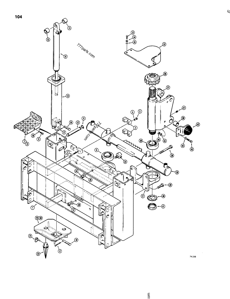 MAIN FRAME, STABILIZER AND KING POST LOADER BACKHOES Case D100 (CASE