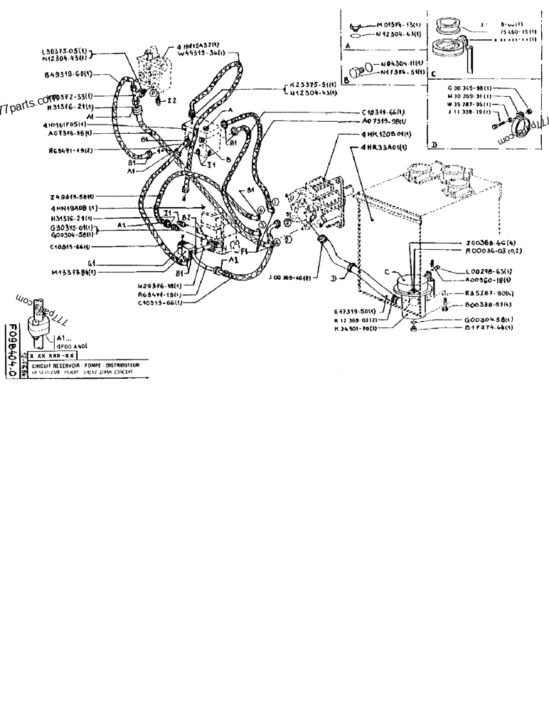 Part diagram RESERVOIR PUMP VALVE BANK CIRCUIT - CRAWLER EXCAVATORS Case 170FG (POCLAIN EXCAVATOR W/ELECTRIC MOTOR (75KW 380V) (1/85-12/92)) | 777parts.com