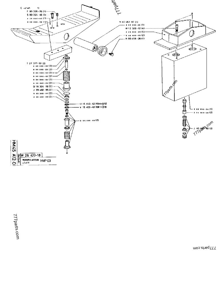 Part diagram LEVER HVP 03 - CRAWLER EXCAVATORS Case 170FG (POCLAIN EXCAVATOR W/ELECTRIC MOTOR (75KW 380V) (1/85-12/92)) | 777parts.com