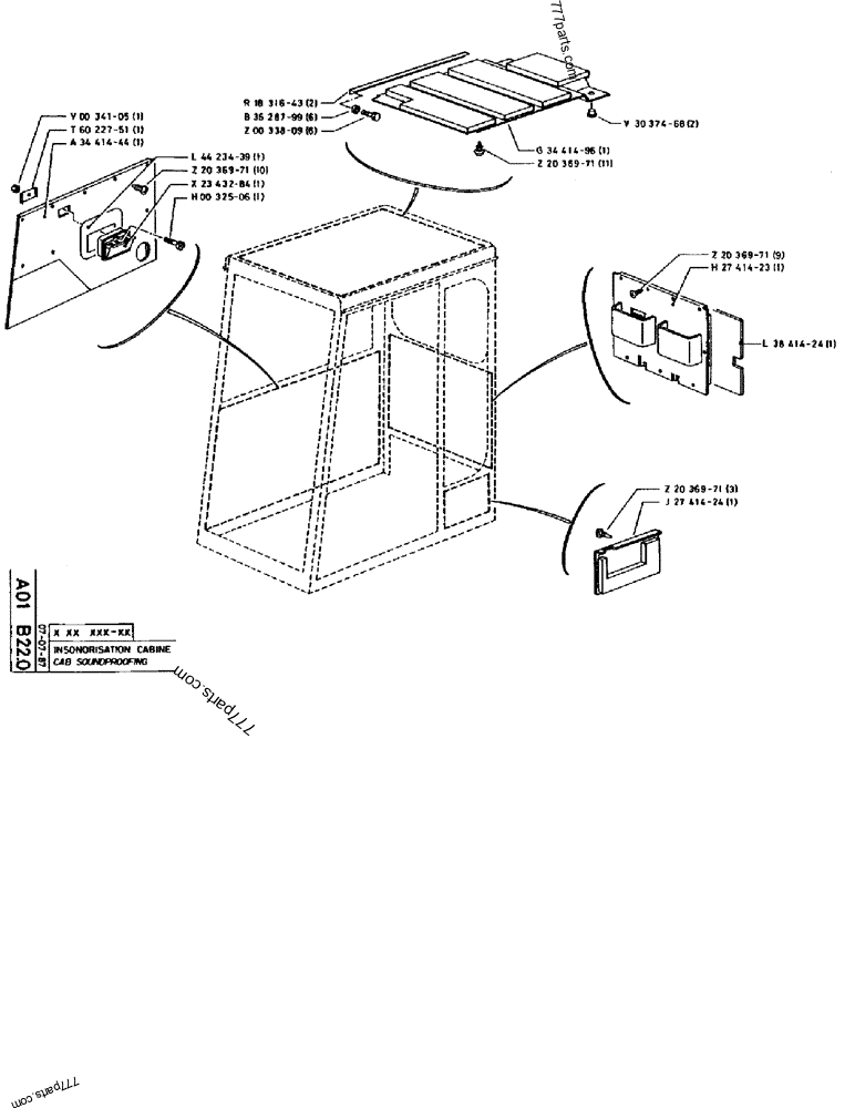 Part diagram CAB SOUNDPROOFING - CRAWLER EXCAVATORS Case 170B (CASE CRAWLER EXCAVATOR (S/N 1501-) (S/N 12501-) (EUROPE) (2/87-12/89)) | 777parts.com