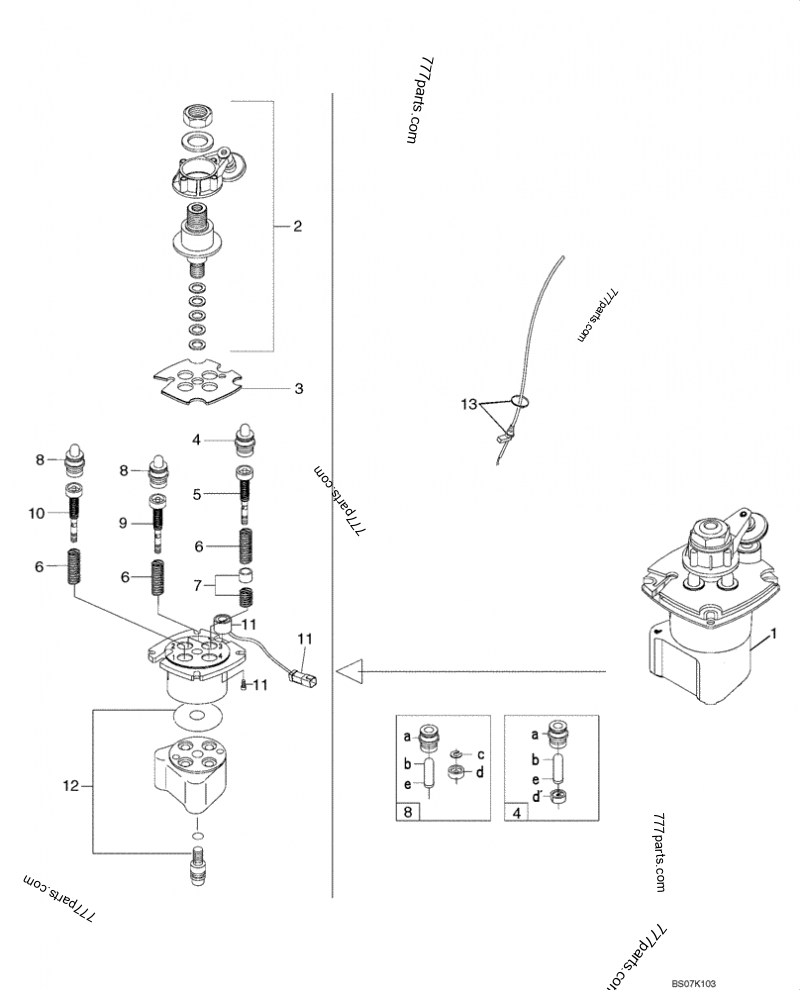 Part diagram JOYSTICK VALVE KITS - ISO PATTERN, RH - COMPACT TRACK LOADERS Case 420CT (COMPACT TRACK LOADER - SERIES 3, ASN N7M455401 (1/08-3/11)) | 777parts.com