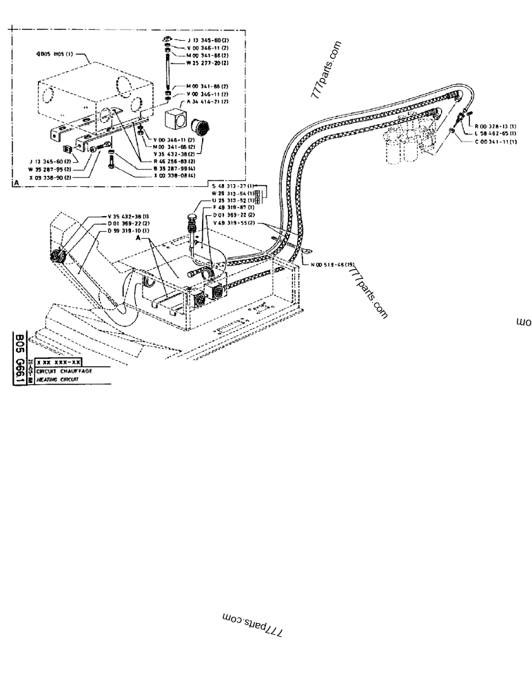 Part diagram HEATING CIRCUIT - CRAWLER EXCAVATORS Case 170B (CASE CRAWLER EXCAVATOR (S/N 1501-) (S/N 12501-) (EUROPE) (2/87-12/89)) | 777parts.com