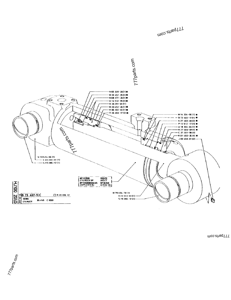 Part diagram CYLINDER 95X145 C1000 - CRAWLER EXCAVATORS Case 170 (POCLAIN CRAWLER EXCAVATOR (S/N 12341 TO 12492) (5/85-12/92)) | 777parts.com