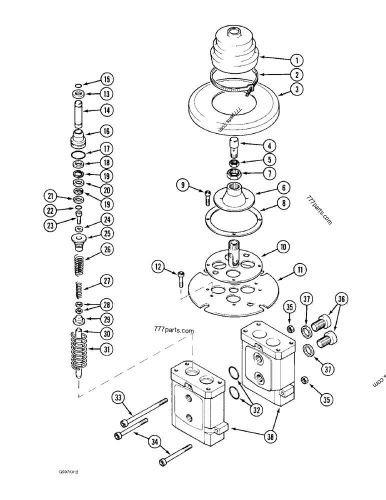 Part diagram HAND CONTROL VALVE, MONSUN-TISON MANUFACTURED - CRAWLER EXCAVATORS Case 170C (CASE CRAWLER EXCAVATOR (1/90-12/91)) | 777parts.com