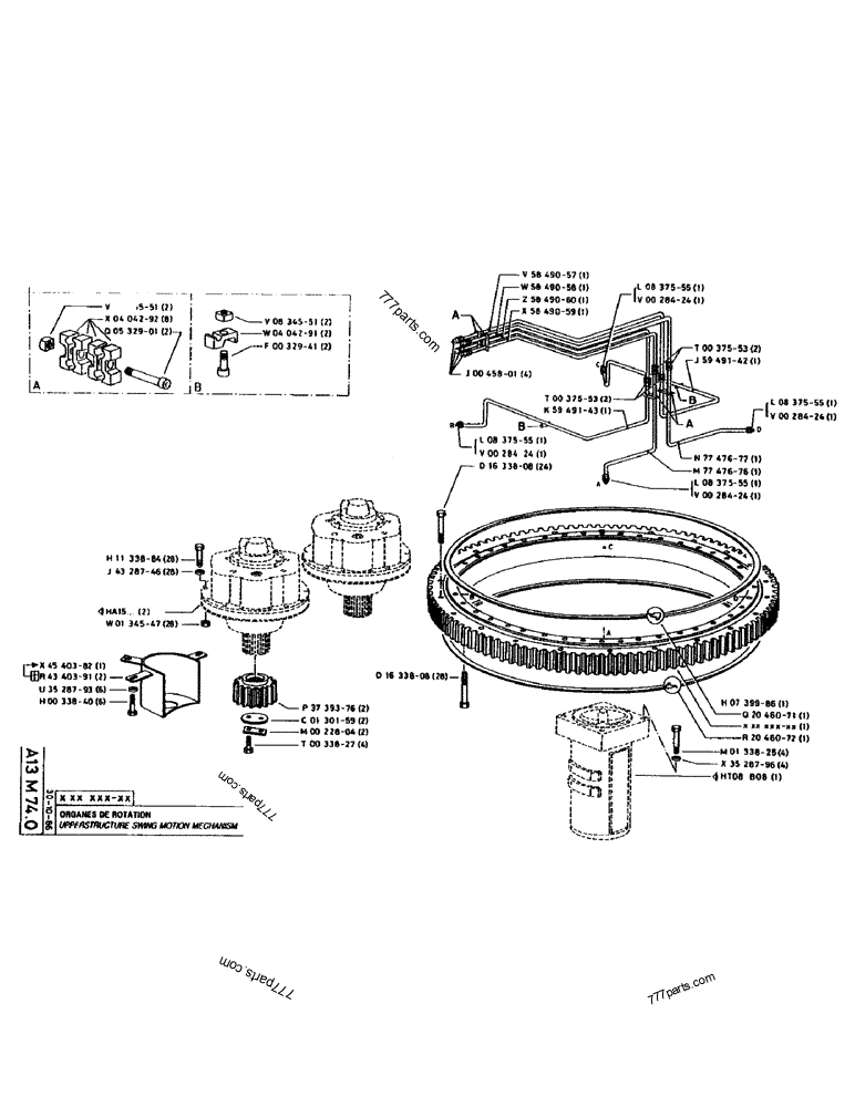 Part diagram UPPERSTRUCTURE SWING MOTION MECHANISM - CRAWLER EXCAVATORS Case 170 (POCLAIN CRAWLER EXCAVATOR (S/N 12341 TO 12492) (5/85-12/92)) | 777parts.com