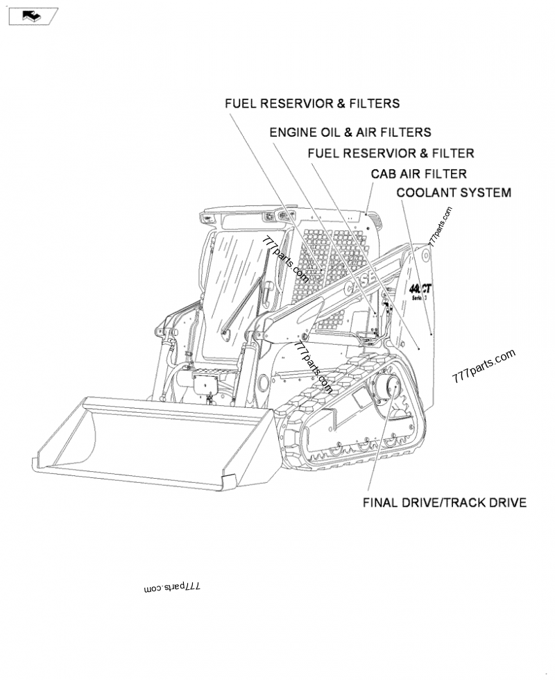 Part diagram FILTERS AND CAPACITIES - COMPACT TRACK LOADERS Case 440CT (COMPACT TRACK LOADER - SERIES 3, ASN N7M483467 (1/08-3/11)) | 777parts.com