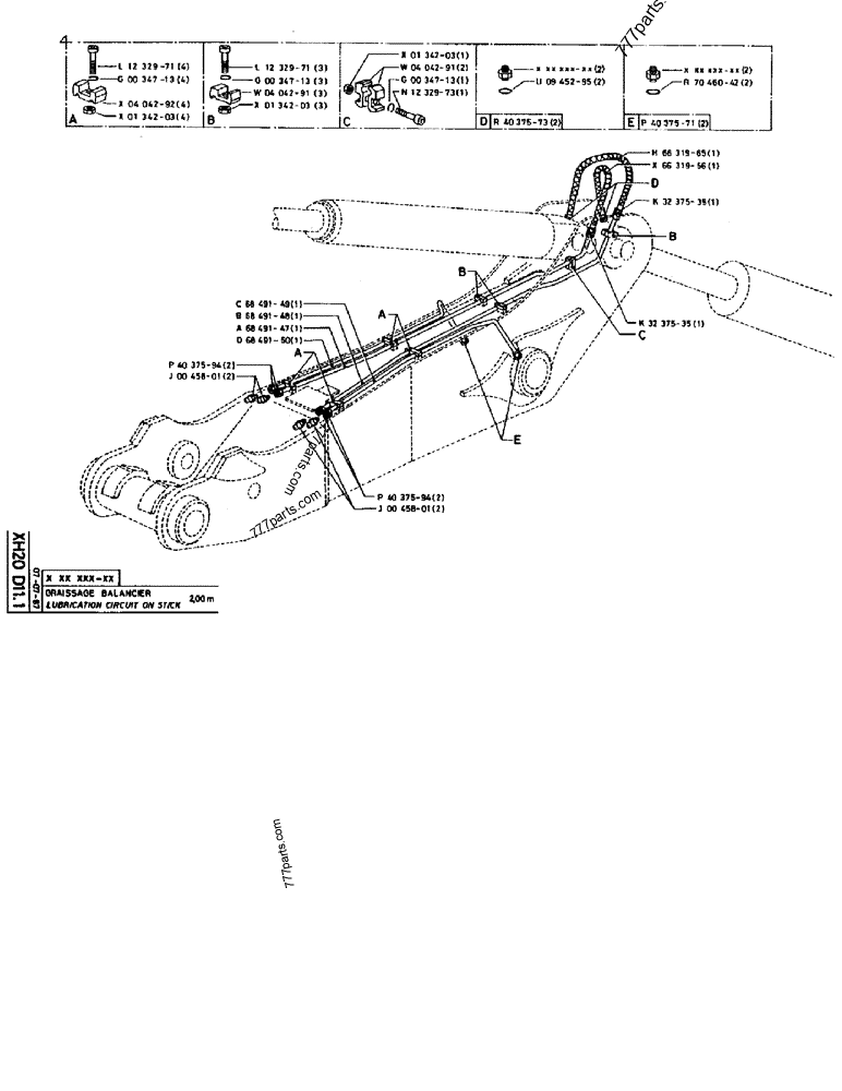 Part diagram LUBRICATION CIRCUIT ON STICK 2,00M - CRAWLER EXCAVATORS Case 170B (CASE CRAWLER EXCAVATOR (S/N 1501-) (S/N 12501-) (EUROPE) (2/87-12/89)) | 777parts.com