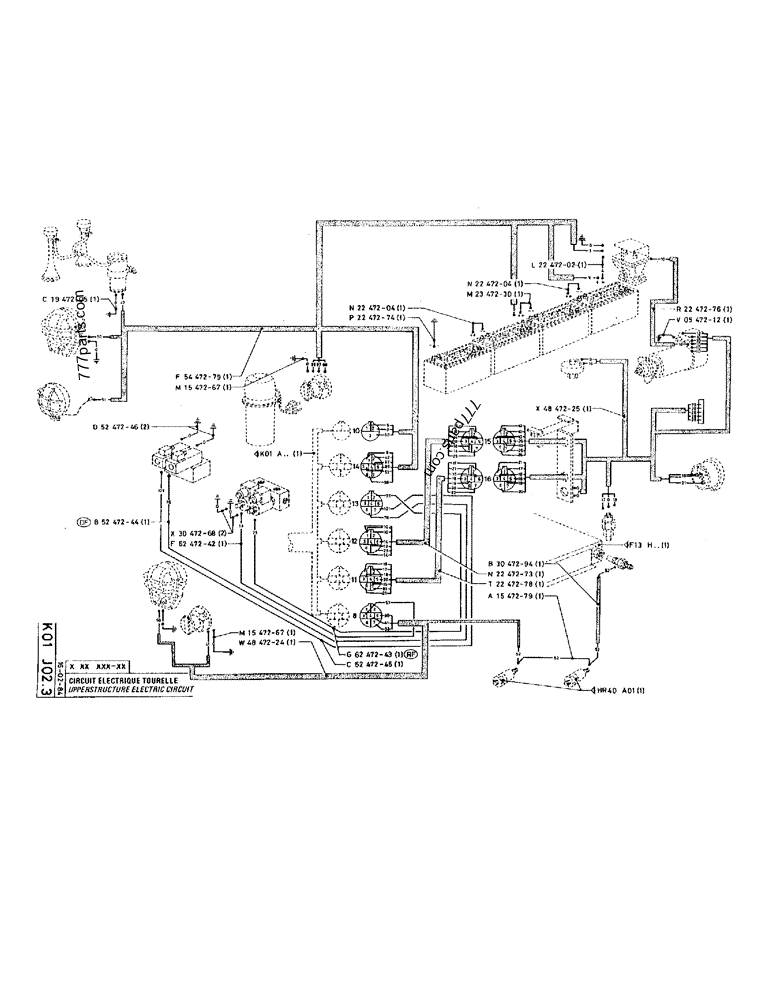 Part diagram UPPERSTRUCTURE ELECTRIC CIRCUIT - CRAWLER EXCAVATORS Case 220 (POCLAIN CRAWLER EXCAVATOR (1/88-12/92)) | 777parts.com