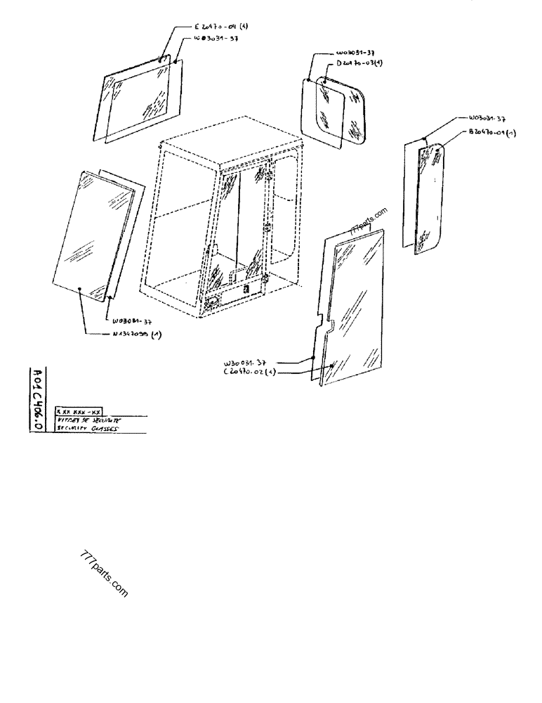 Part diagram SAFETY GLASS - CRAWLER EXCAVATORS Case 170B (POCLAIN EXCAVATOR - RAISED CAB AND CAB GUARD (1/85-12/89)) | 777parts.com