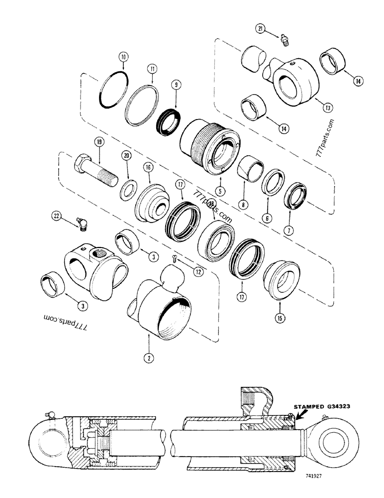 G34323 BACKHOE DIPPER CYLINDER, 4-1/2