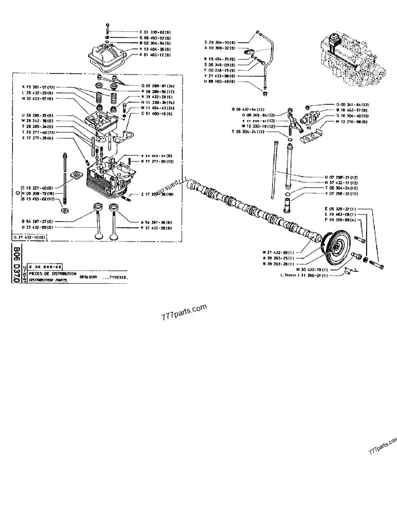 Part diagram DISTRIBUTION PARTS BF6L513R 7159346 - CRAWLER EXCAVATORS Case 170B (CASE CRAWLER EXCAVATOR (S/N 1501-) (S/N 12501-) (EUROPE) (2/87-12/89)) | 777parts.com