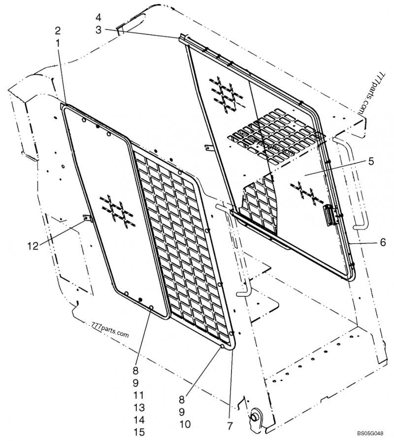 Part diagram WINDOWS, SIDE - COMPACT TRACK LOADERS Case 420CT (COMPACT TRACK LOADER - BSN N7M455401 (2/06-12/07)) | 777parts.com