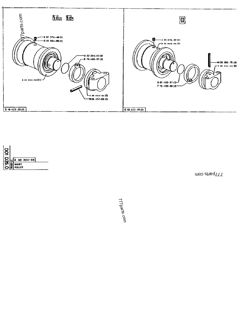 Part diagram ROLLER - CRAWLER EXCAVATORS Case 170B (CASE CRAWLER EXCAVATOR (S/N 1501-) (S/N 12501-) (EUROPE) (2/87-12/89)) | 777parts.com