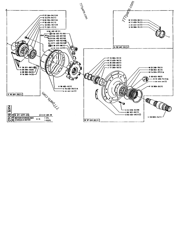 Part diagram HYDRAULIC MOTOR H 15 1 DISPL. - CRAWLER EXCAVATORS Case 170B (CASE CRAWLER EXCAVATOR (S/N 1501-) (S/N 12501-) (EUROPE) (2/87-12/89)) | 777parts.com