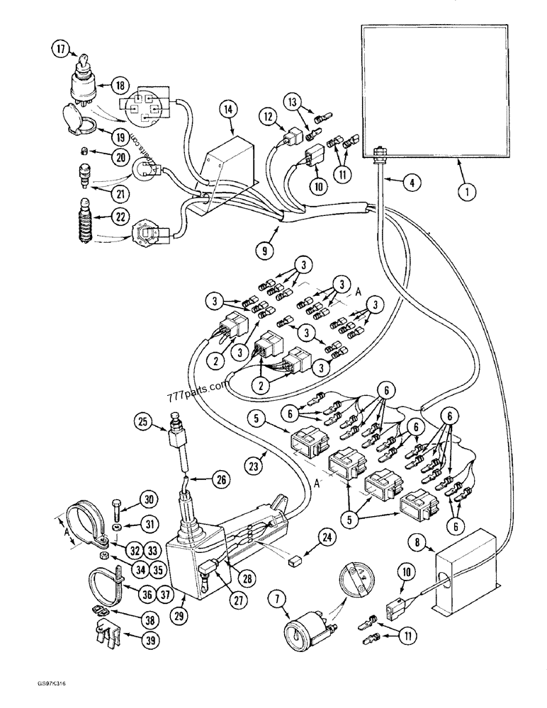 Part diagram CAB ELECTRICAL HARNESS, P.I.N. 74501 THROUGH 74609 - CRAWLER EXCAVATORS Case 170C (CASE CRAWLER EXCAVATOR (1/90-12/91)) | 777parts.com