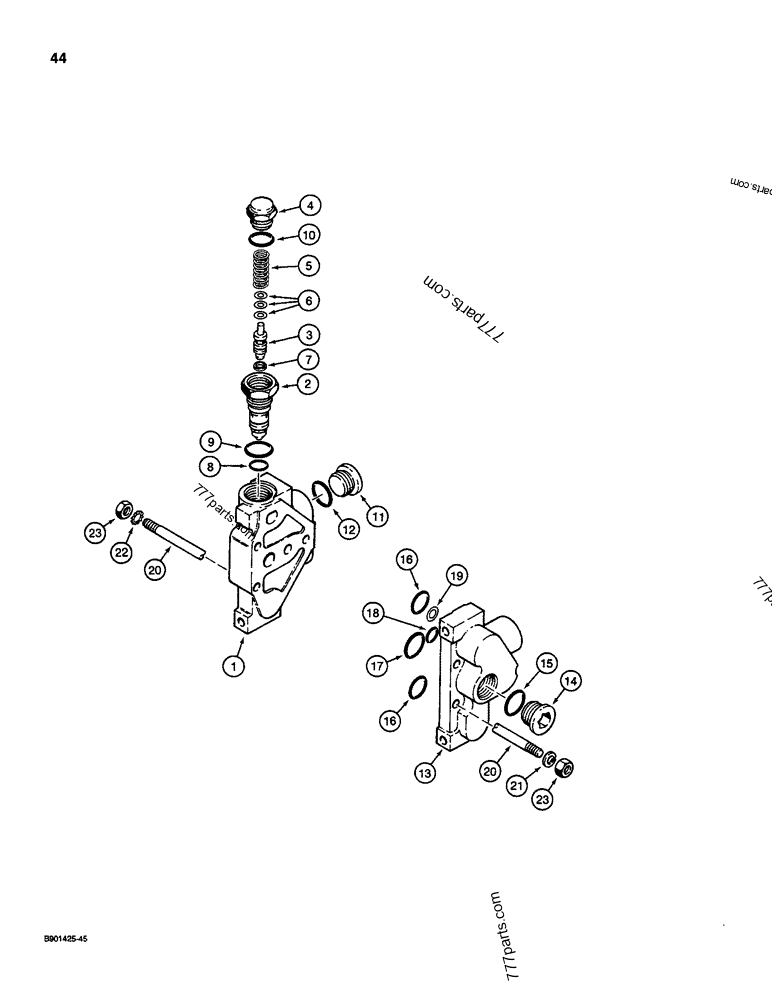 BACKHOE CONTROL VALVE KONTAK, INLET AND OUTLET SECTIONS USED ON 1835C