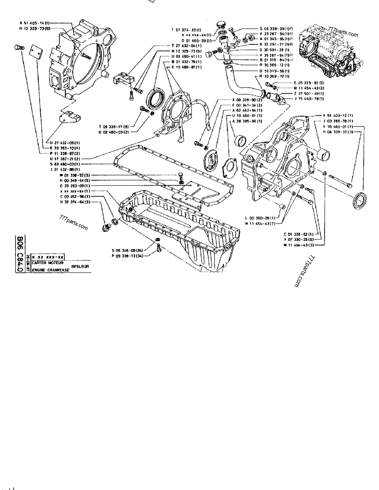 Part diagram ENGINE CRANKCASE BF6L513R - CRAWLER EXCAVATORS Case 170B (CASE CRAWLER EXCAVATOR (S/N 1501-) (S/N 12501-) (EUROPE) (2/87-12/89)) | 777parts.com