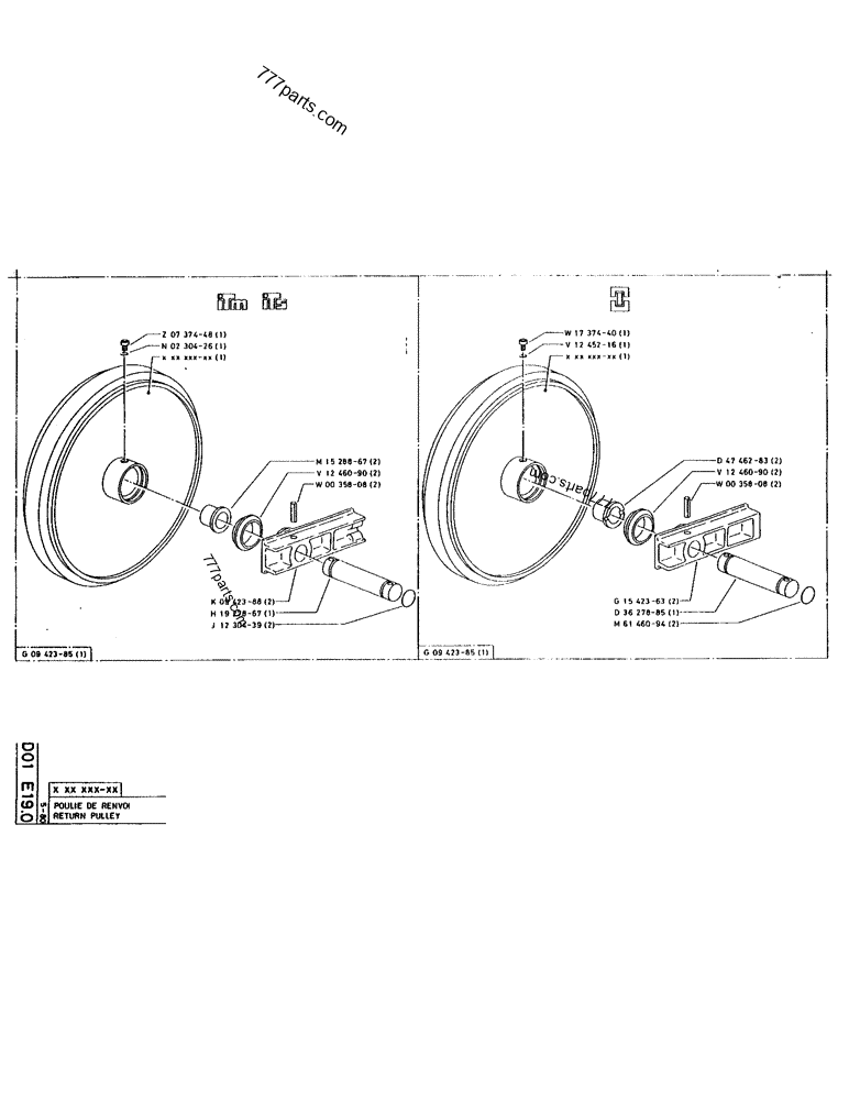 Part diagram RETURN PULLEY - CRAWLER EXCAVATORS Case 220 (POCLAIN CRAWLER EXCAVATOR (1/88-12/92)) | 777parts.com