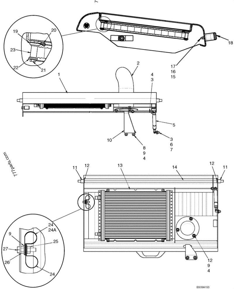 Part diagram HOOD - AIR CONDITIONING (BSN 413506) - COMPACT TRACK LOADERS Case 420CT (COMPACT TRACK LOADER - SERIES 3, ASN N7M455401 (1/08-3/11)) | 777parts.com