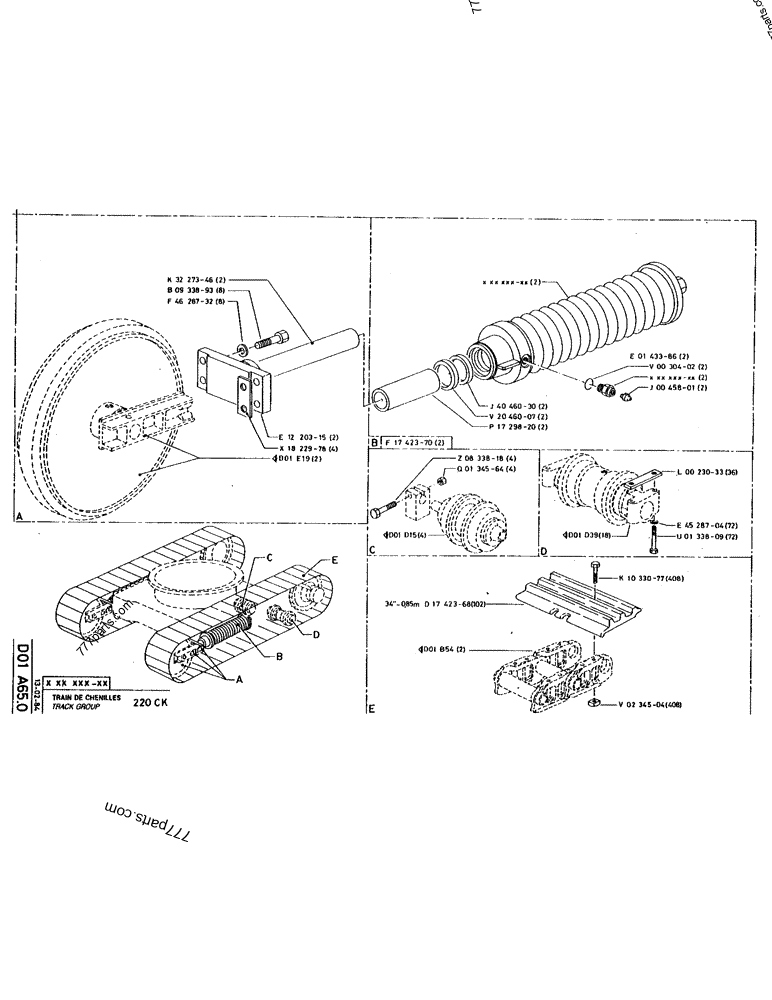 Part diagram TRACK GROUP - CRAWLER EXCAVATORS Case 220 (POCLAIN CRAWLER EXCAVATOR (1/88-12/92)) | 777parts.com