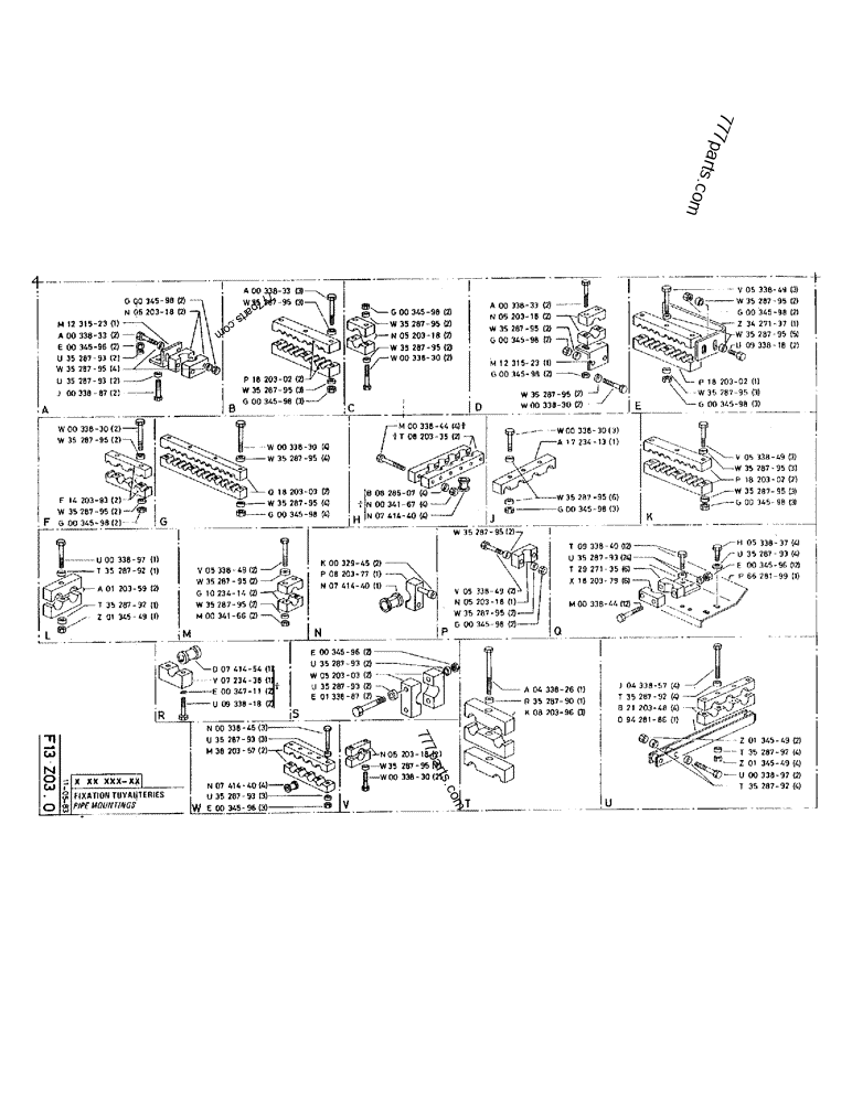 Part diagram PIPE MOUNTINGS - CRAWLER EXCAVATORS Case 220 (POCLAIN CRAWLER EXCAVATOR (1/88-12/92)) | 777parts.com