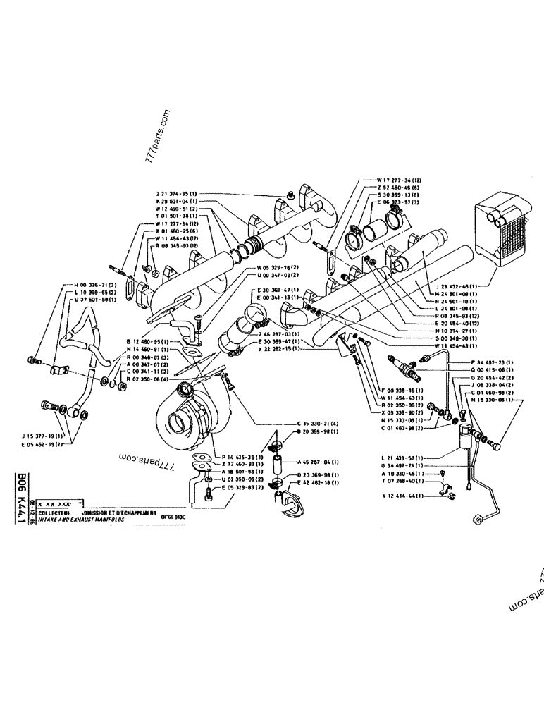 Part diagram INTAKE AND EXHAUST MANIFOLDS BF6L913C - CRAWLER EXCAVATORS Case 170 (POCLAIN CRAWLER EXCAVATOR (S/N 12341 TO 12492) (5/85-12/92)) | 777parts.com