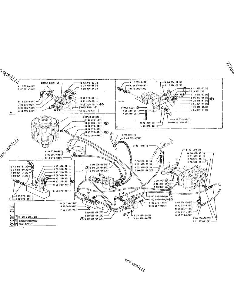 Part diagram PILOT CIRCUIT - CRAWLER EXCAVATORS Case 220 (POCLAIN CRAWLER EXCAVATOR (1/88-12/92)) | 777parts.com