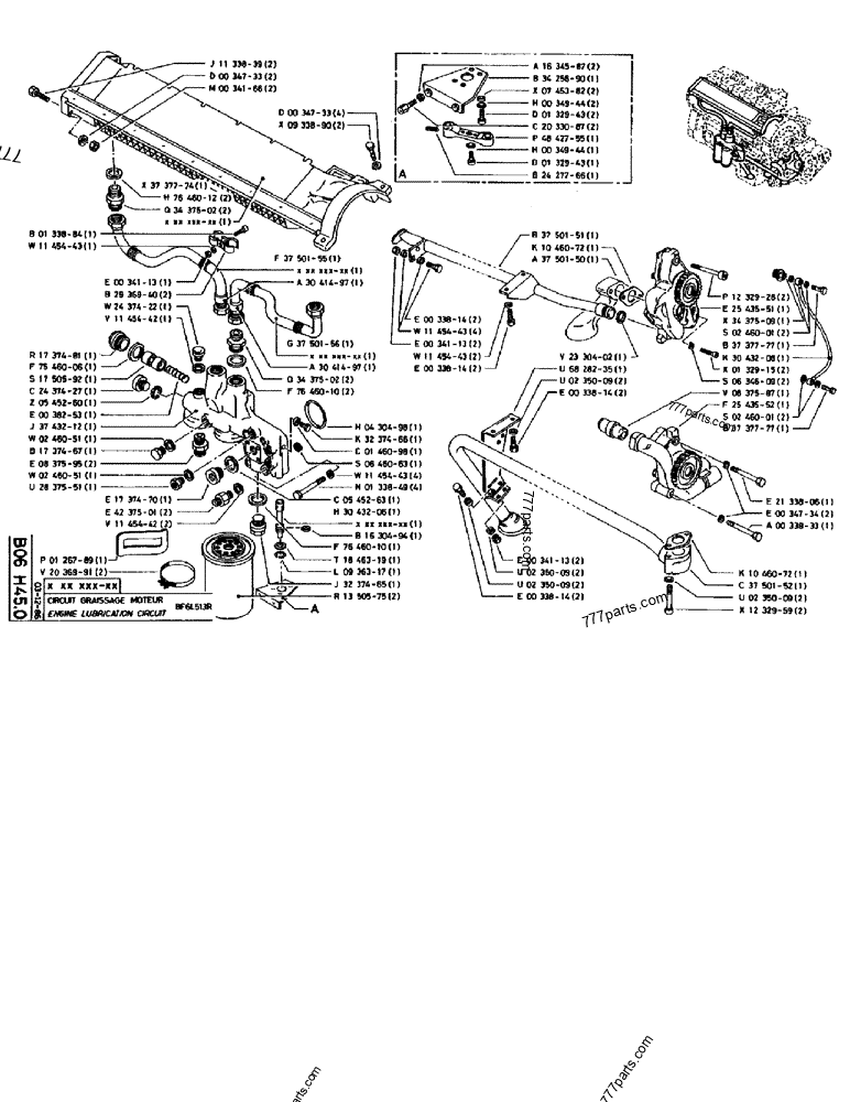 Part diagram ENGINE LUBRICATION CIRCUIT BF6L513R - CRAWLER EXCAVATORS Case 170B (CASE CRAWLER EXCAVATOR (S/N 1501-) (S/N 12501-) (EUROPE) (2/87-12/89)) | 777parts.com
