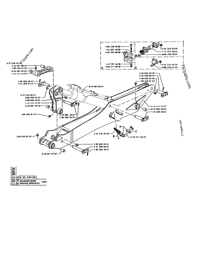 Part diagram BACKHOE DIPPERSTICK - CRAWLER EXCAVATORS Case 160CL (POCLAIN CRAWLER EXCAVATOR (S/N 8321 & AFTER) (5/76-12/82)) | 777parts.com