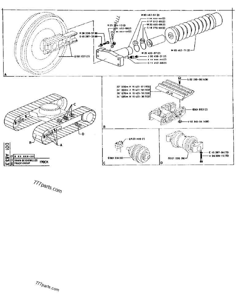 Part diagram TRACK GROUP 170CK - CRAWLER EXCAVATORS Case 170B (CASE CRAWLER EXCAVATOR (S/N 1501-) (S/N 12501-) (EUROPE) (2/87-12/89)) | 777parts.com