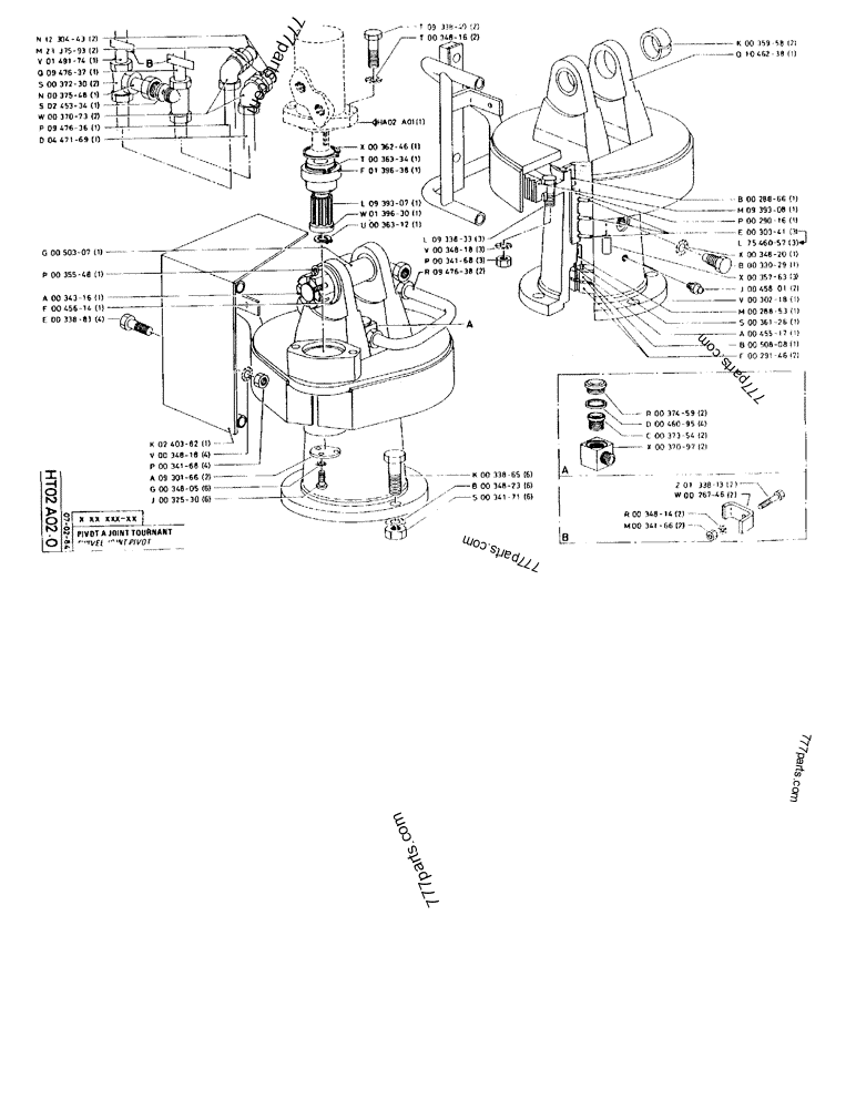 Part diagram SWIVEL JOINT PIVOT - CRAWLER EXCAVATORS Case 170FG (POCLAIN EXCAVATOR W/ELECTRIC MOTOR (75KW 380V) (1/85-12/92)) | 777parts.com