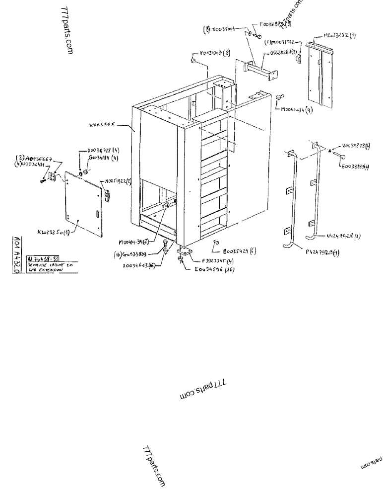 Part diagram CAB EXTENSION 2M - CRAWLER EXCAVATORS Case 170B (POCLAIN EXCAVATOR - RAISED CAB AND CAB GUARD (1/85-12/89)) | 777parts.com