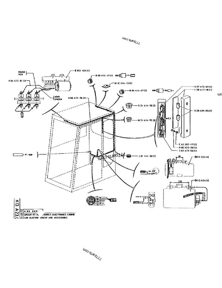 Part diagram CAB ELECTRIC CIRCUIT AND ACCESSORIES - CRAWLER EXCAVATORS Case 170 (POCLAIN CRAWLER EXCAVATOR (S/N 12341 TO 12492) (5/85-12/92)) | 777parts.com