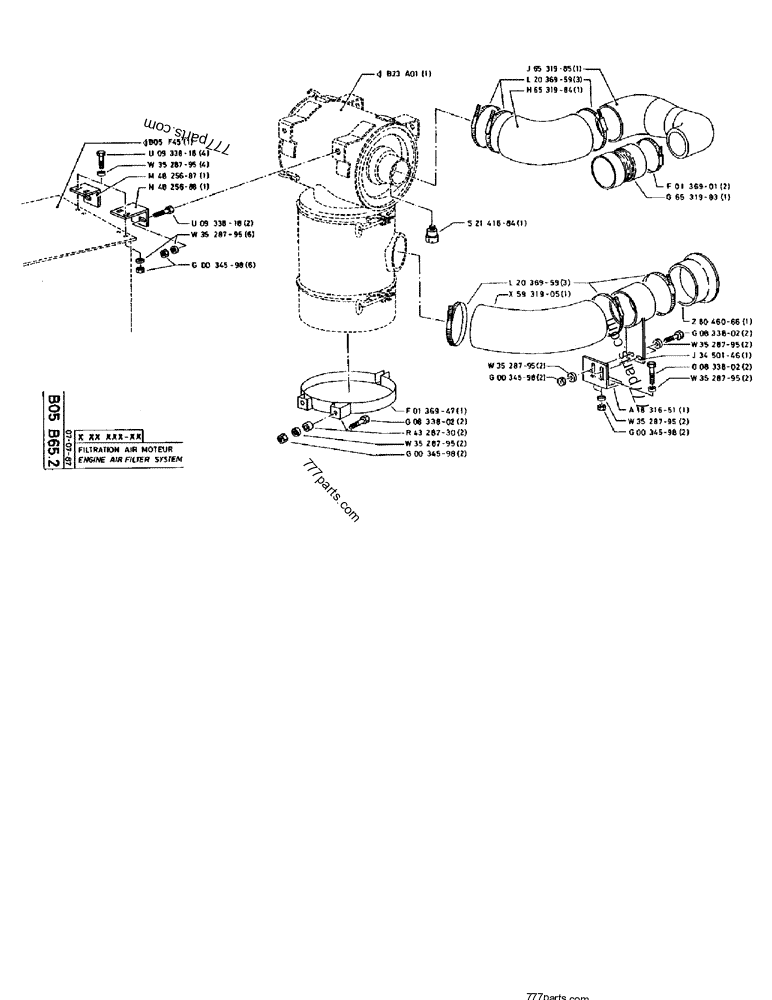 Part diagram ENGINE AIR FILTER SYSTEM - CRAWLER EXCAVATORS Case 170B (CASE CRAWLER EXCAVATOR (S/N 1501-) (S/N 12501-) (EUROPE) (2/87-12/89)) | 777parts.com