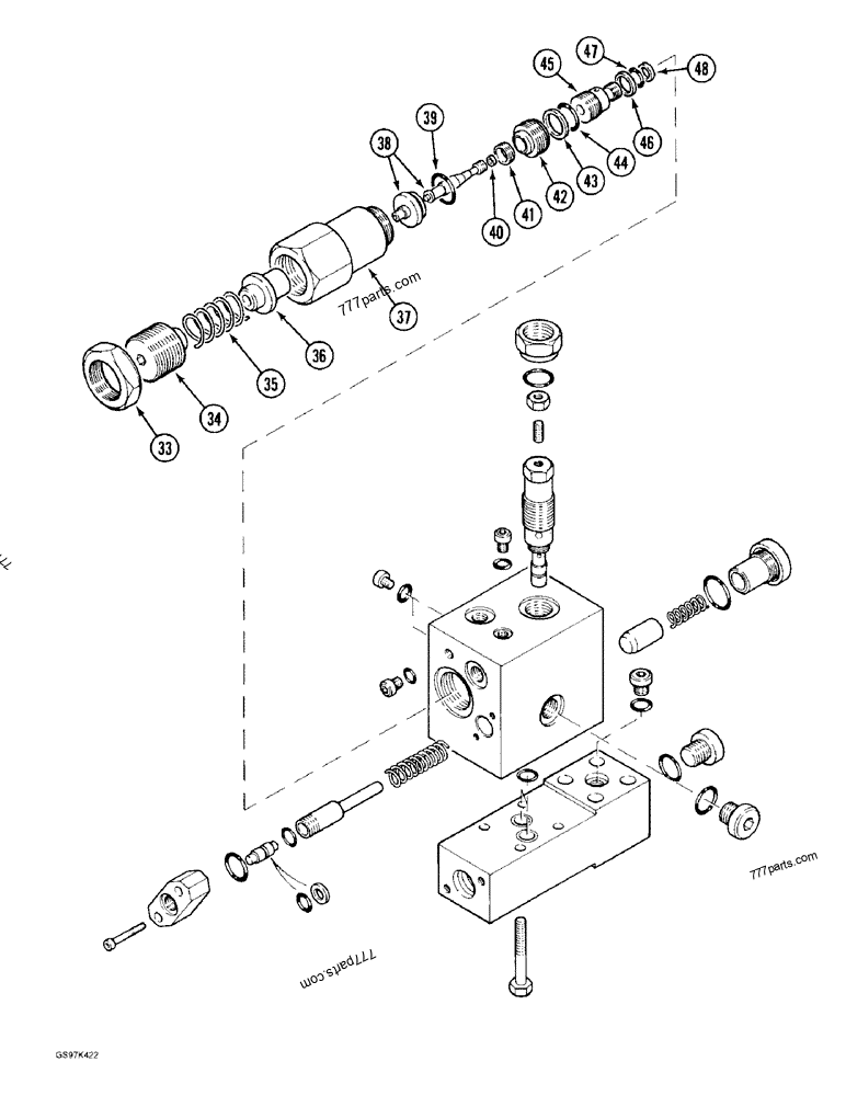 Part diagram CRANING VALVE, USED WITH ARM CYLINDER CIRCUIT - CRAWLER EXCAVATORS Case 170C (CASE CRAWLER EXCAVATOR (1/90-12/91)) | 777parts.com