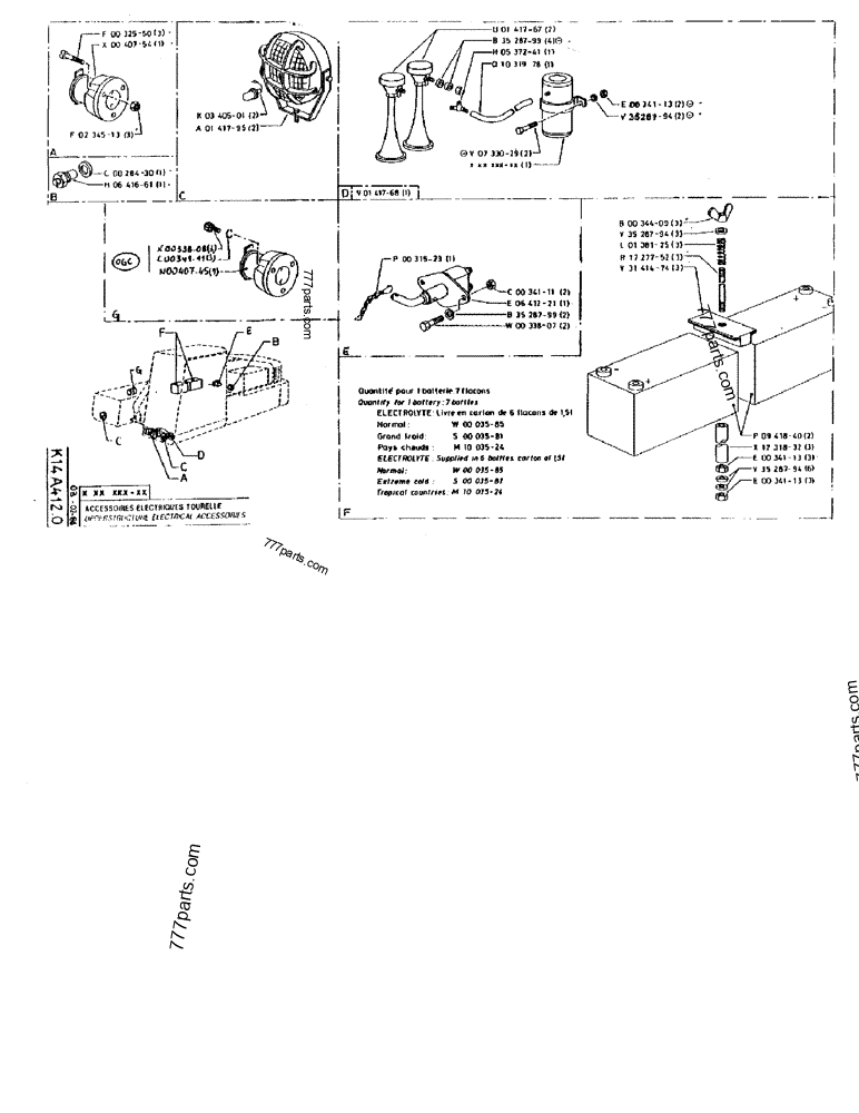 Part diagram UPPERSTRUCTURE ELECTRICAL ACCESSORIES - CRAWLER EXCAVATORS Case 170FG (POCLAIN EXCAVATOR W/ELECTRIC MOTOR (75KW 380V) (1/85-12/92)) | 777parts.com