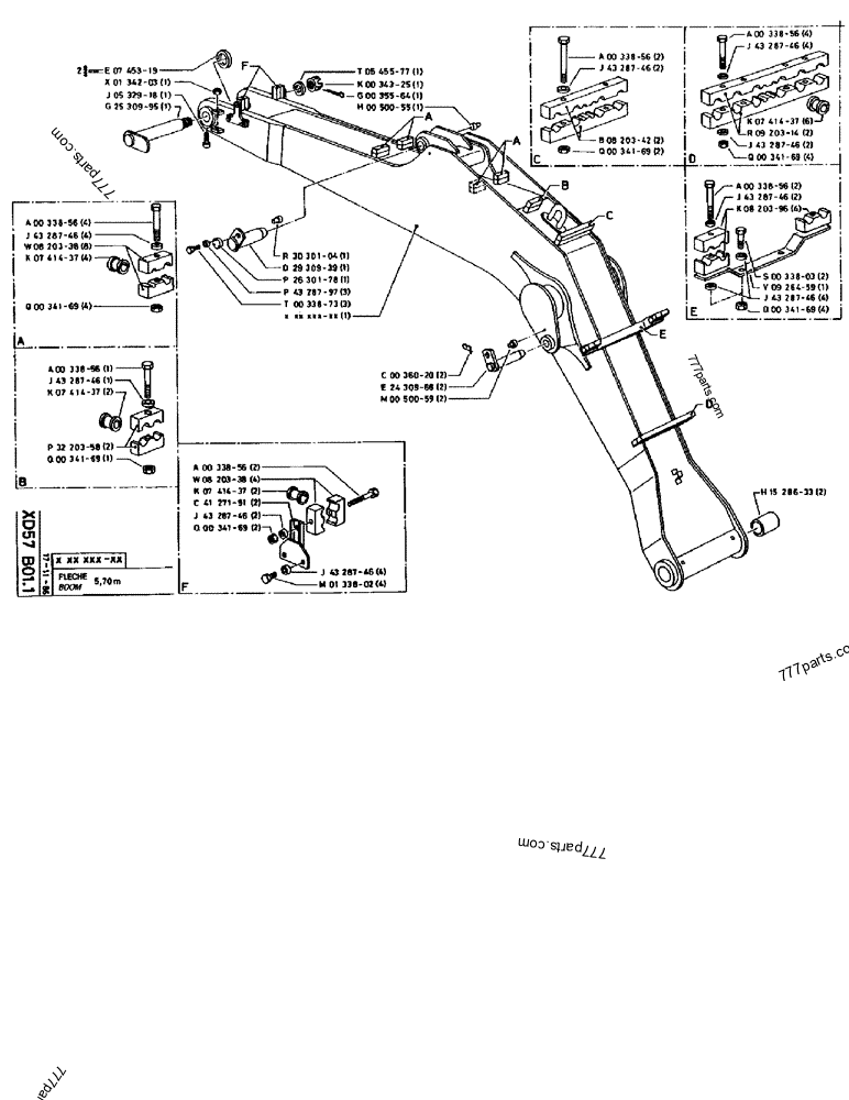 Part diagram BOOM 5,70M - CRAWLER EXCAVATORS Case 170B (CASE CRAWLER EXCAVATOR (S/N 1501-) (S/N 12501-) (EUROPE) (2/87-12/89)) | 777parts.com