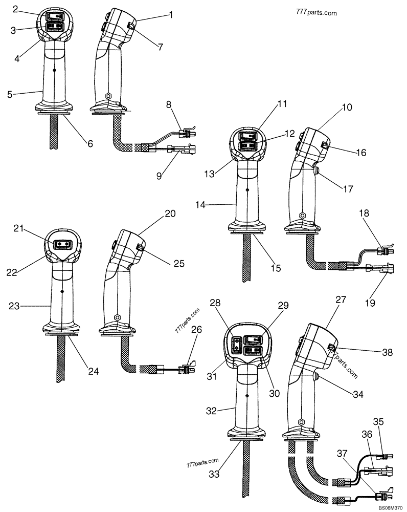 Part diagram CONTROLS, LEFT HAND - HANDLE; IF USED, SEE ADAPTER, REF 5 - COMPACT TRACK LOADERS Case 420CT (COMPACT TRACK LOADER - BSN N7M455401 (2/06-12/07)) | 777parts.com